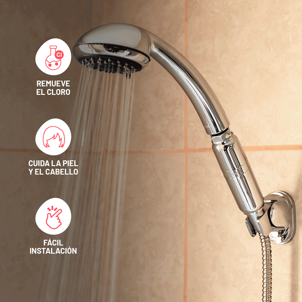 Filtro para Ducha Plateado - Elimina Cloro