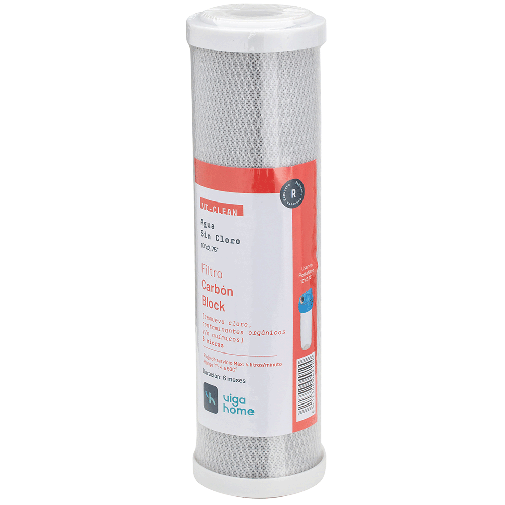 Filtro Carbón Block 10"x2,75" - Elimina cloro