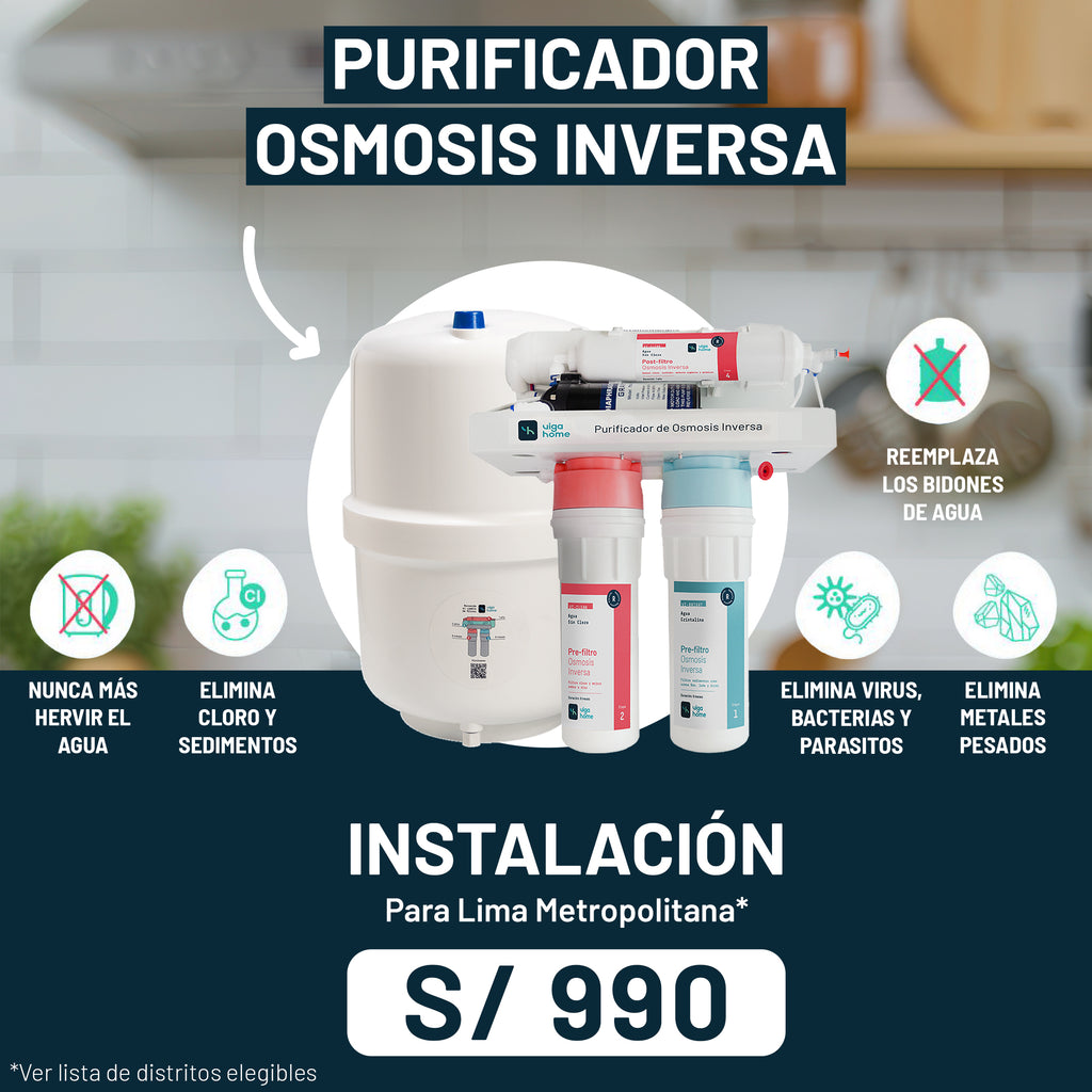 Purificador de agua por Osmosis Inversa con bomba + Instalación (LIMA METROPOLITANA)