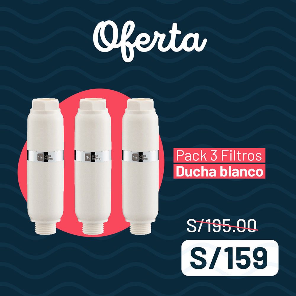 Pack 3 unidades filtro ducha blanco