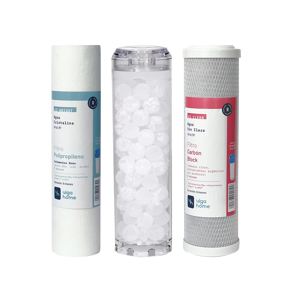 Pack Repuestos Triple Filtración - Esferas de Polifosfato, Carbón Block y Sedimentos PP05