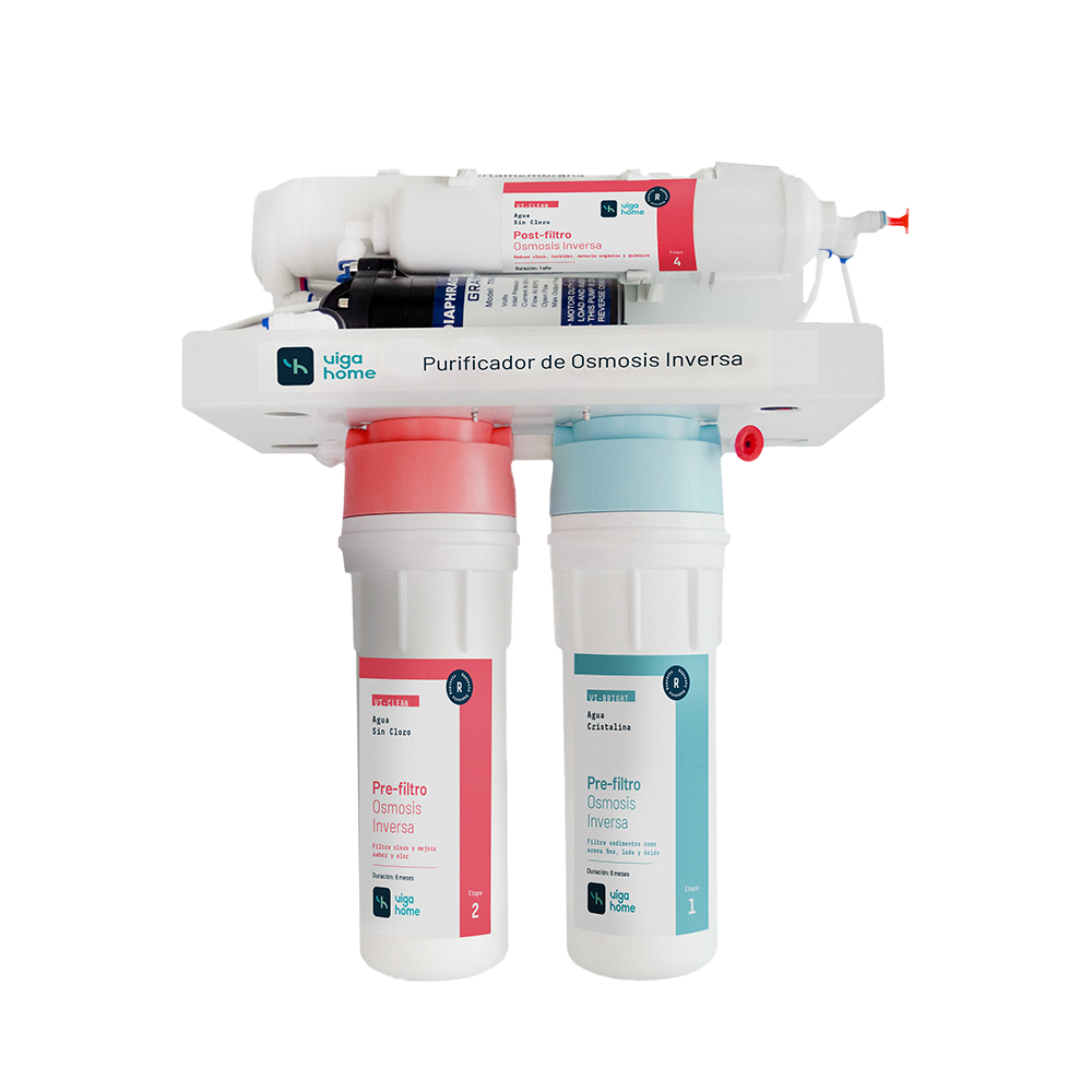 Purificador de agua por Osmosis Inversa 4 Etapas con bomba + Filtro Alcalino
