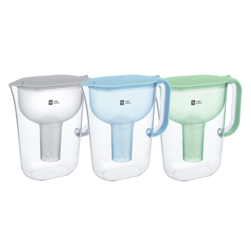 Pack de 3 Jarras Purificadoras Vigahome celeste, verde y gris