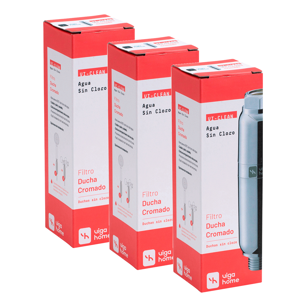 Pack 3 unidades Filtro ducha plateado