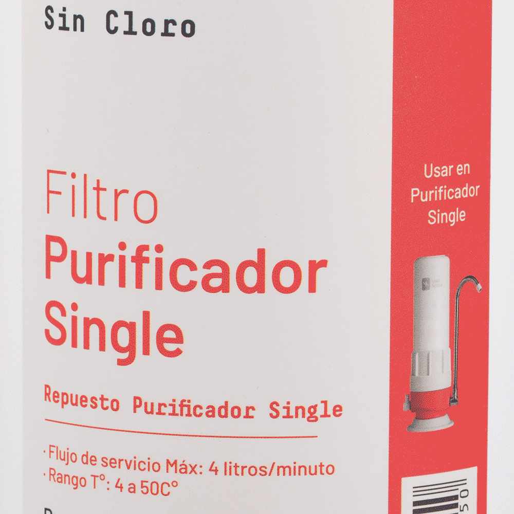 Filtro Carbón Block desechable - Repuesto purificador single